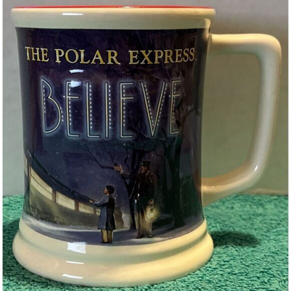 WARNER BROS THE POLAR EXPRESS BELIEVE 3D RAISED CERAMIC Train Mug‎